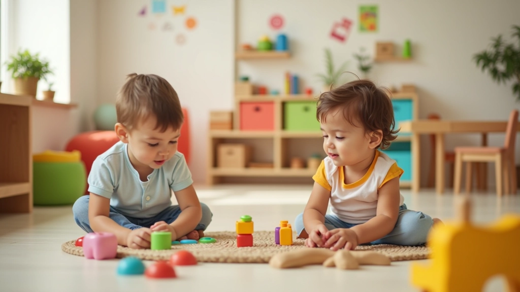 Enfants à la crèche jouant ensemble