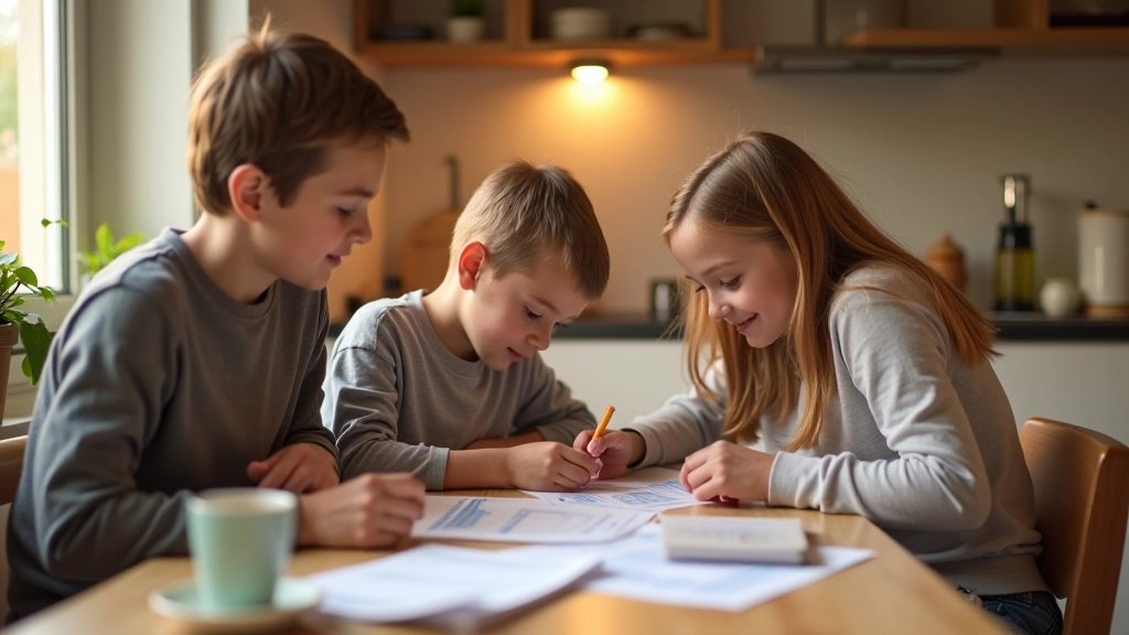 Famille analysant son budget avec des documents